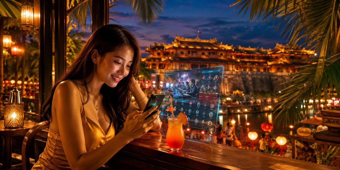 Người hâm mộ esports đặt cược trên điện thoại tại chợ đêm Huế