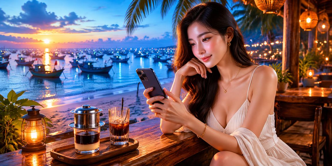 Người dùng tại Mũi Né thư giãn với cà phê và xem kết quả cá cược thể thao